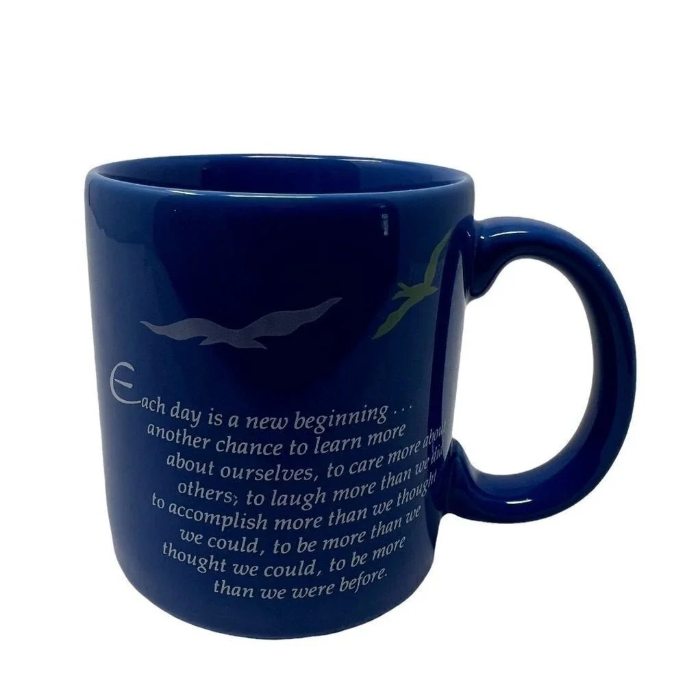American Greetings Mug Blue Each Day is a New Beginning Inspirational Coffee Cup